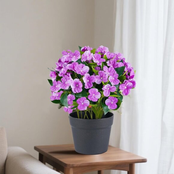 14-Inch Purple Artificial Faux Flowers Planter Front Door Garden Balcony Decor - Picture 6 of 7